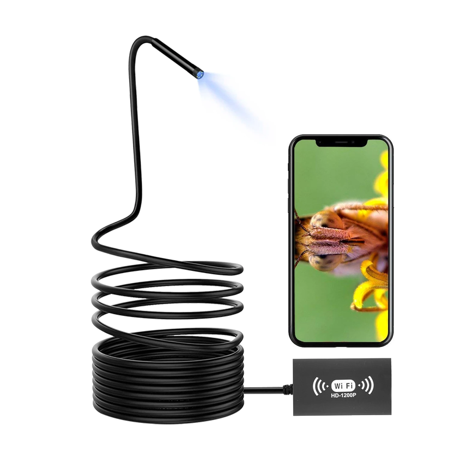 Камера Эндоскоп 8 мм Wi Fi HD 1200P мини водонепроницаемый жесткий кабель USB эндоскоп