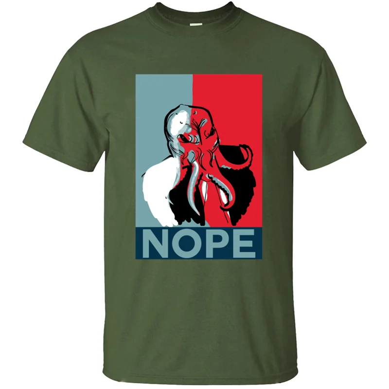 Стиль, удобная футболка cthulhu nope для мужчин, летняя крутая Мужская футболка, интересная футболка со слоганом, топы