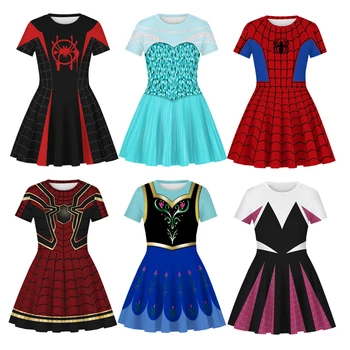 

Girls Dress Spiderman Princess Party Dresses For Girl Clothes Teens Girl Elsa Snow Queen Dress Christmas Children Carnival Dress