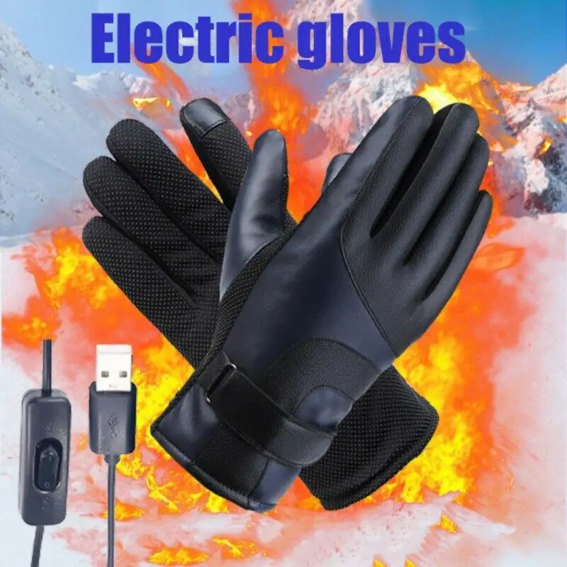 Перчатки с электрическим подогревом, теплые, с зарядкой от USB, для улицы, мотоциклетные рукавицы, водонепроницаемые, Утепленные Перчатки
