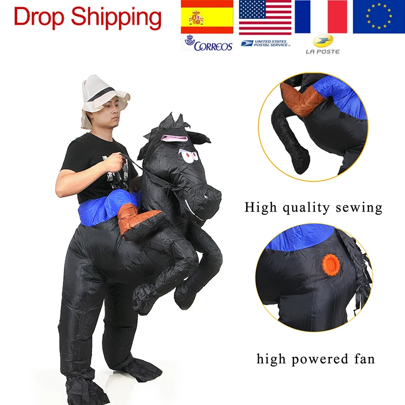 Черная лошадь костюм на Хэллоуин для женщин и мужчин надувной центазавр взрослых