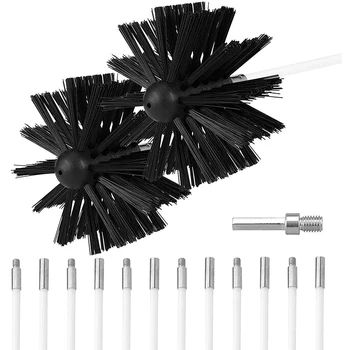 

Dryer Vent Cleaning Brush Duct Brush Cleaner Kit, Fireplace Chimney Brushes Lint Remover, with 12 Rods, 2 Brush Heads