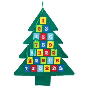 

Hanging Christmas Calendar 24 Days Christmas Tree Countdown Advent Decoration Green Non-woven Pockets Happy New Year Home Decor