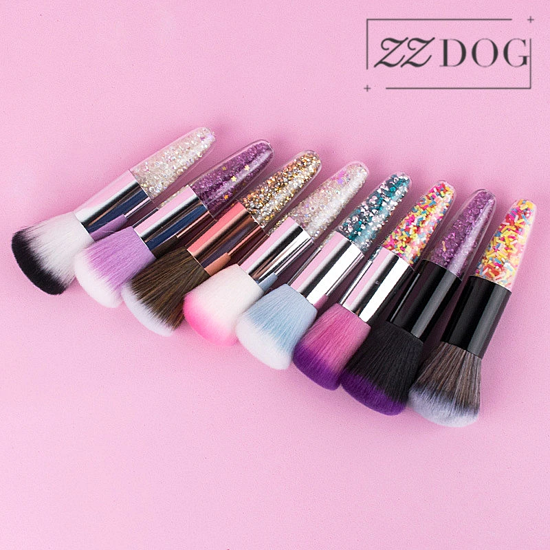 

ZZDOG 1Pcs Professional Candy-Colors Fluffy Powder Blush Brush Chubby Portable Seamless Cosmetic Beauty Tool For Make Up