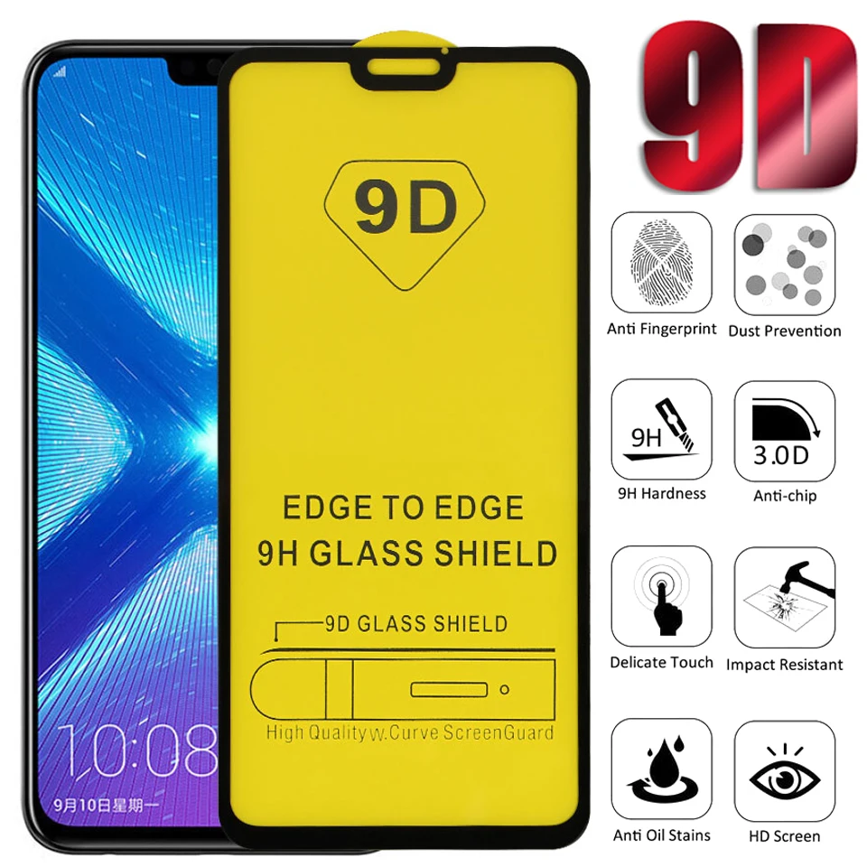 50 шт./лот 9D полное покрытие закаленное стекло для Huawei P40 lite e P30 Lite 2019 p20 pro p10 p8