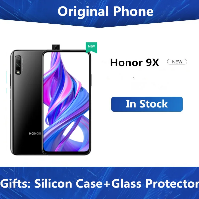 

DHL Fast Delievry Honor 9X Cell Phone Kirin 810 Android 9.0 6.59" IPS 2340X1080 6GB RAM 128GB ROM Elevating Camera 48.0MP