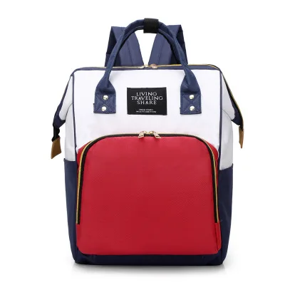 Сумки для мам, сумка для подгузников для мам, модная Лоскутная Большая вместительная детская сумка, рюкзак для путешествий, сумка для кормящих мам, дизайнерский рюкзак для мам - Цвет: white and red