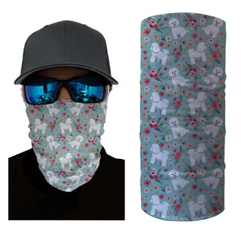 

Flowers Dog Pattern Magic Scarf Outdoor Cycling Anti Dust Windproof UV Protection Bandana Half Face Mask Neck Scarves Headwear