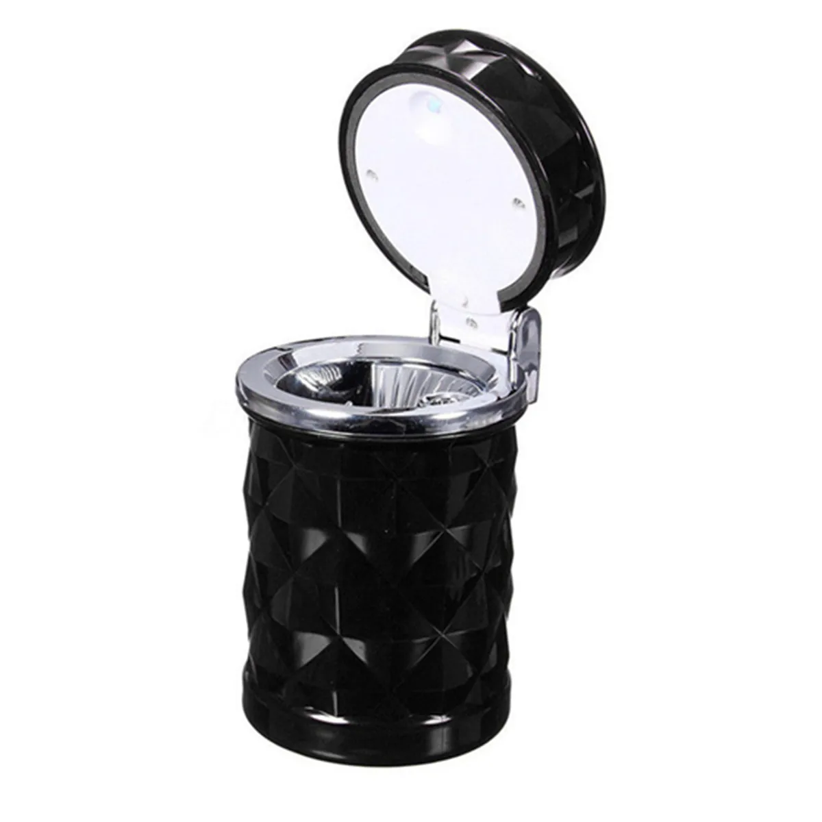 LED Light Car Ashtray Portable Universal Cigarette Cylinder Holder Car Interior Car Ashtray Black White Car Accessories - Название цвета: Черный