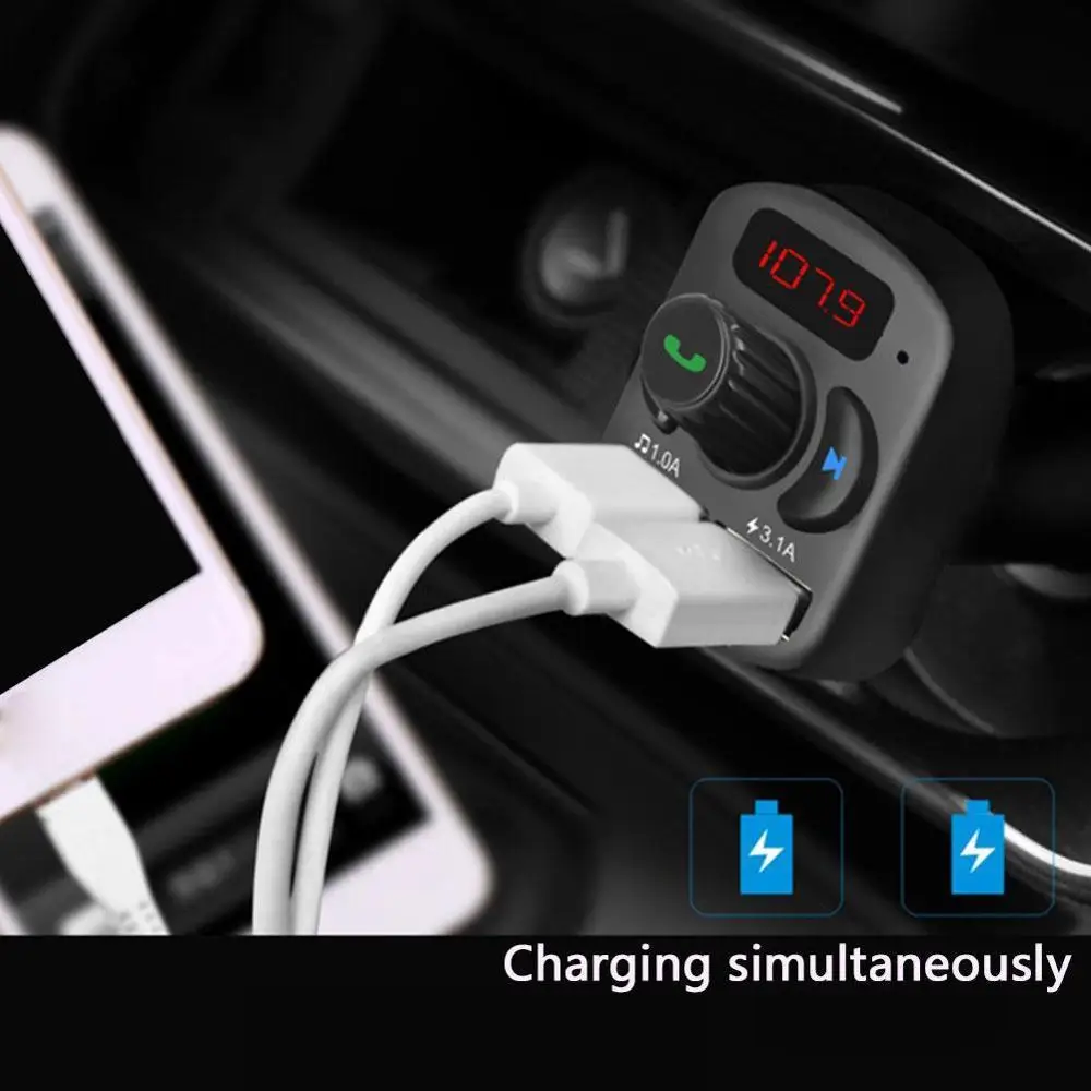 

Dual USB Fm-zender Aux Modulator Bluetooth Handsfree Car Kit Car Audio MP3 Speler Met 3.1A Quick Lading Autolader