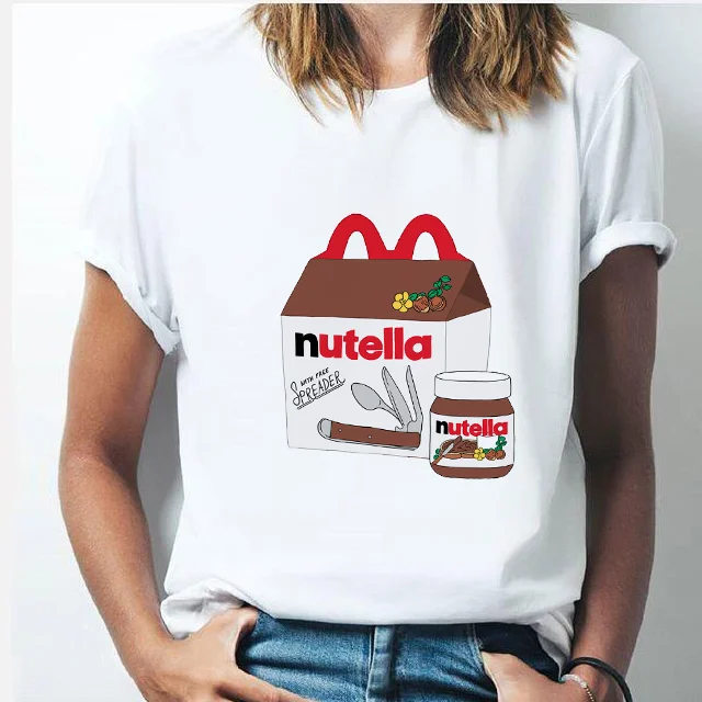 Женская футболка с принтом nutella Kawaii в стиле 90 х Harajuku Ullzang модная графическим милая