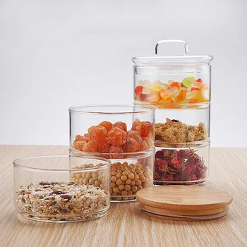 

2/3/4 Layers Glass Storage Tank Stackable Snack Storage Box Sealed Grains Nuts Tank Can Kitchen Sorting Food Storage Container
