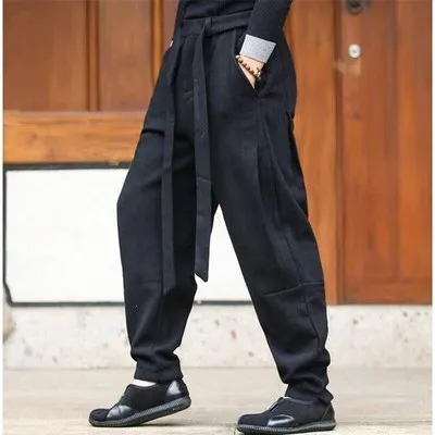 Традиционная китайская мужская одежда брюки кунг-фу восточные брюки мужские этнические одежда Восточная мужская одежда - Цвет: black