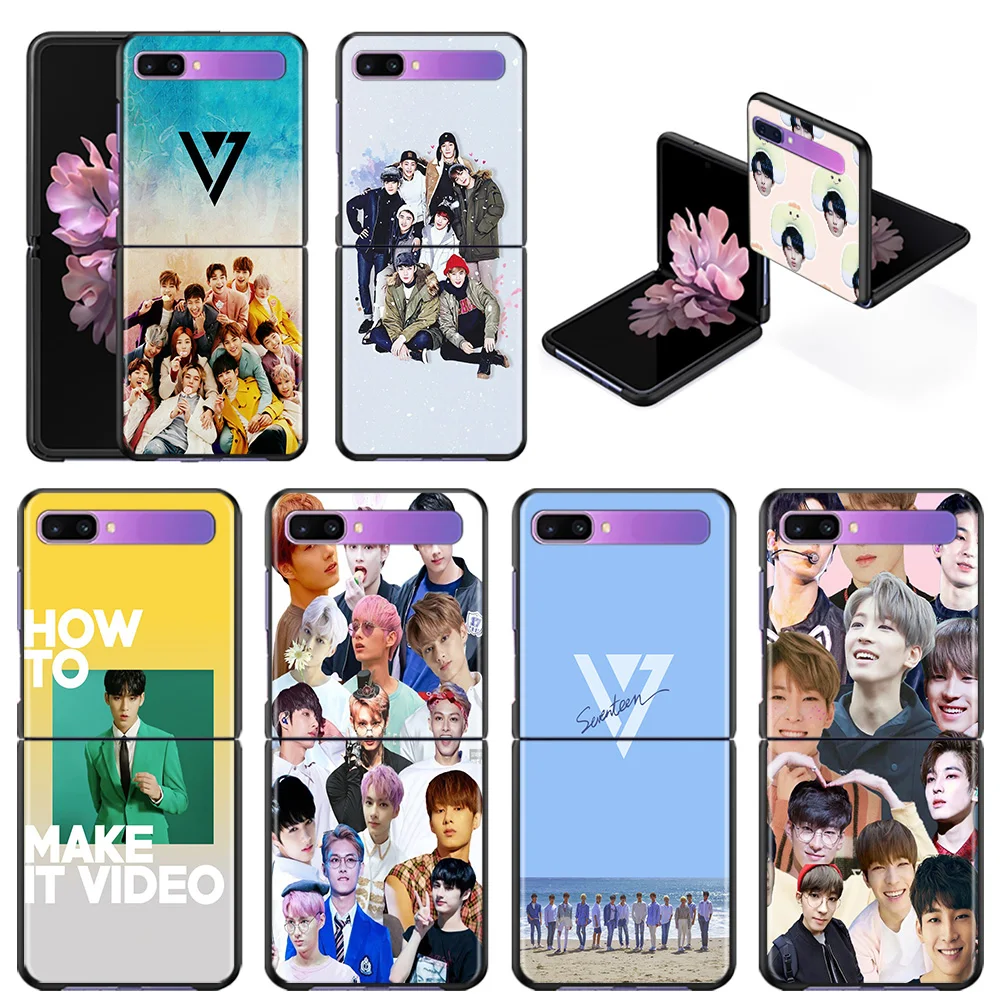 Чехол для смартфона Seventeen KPOP Band Boy Samsung Galaxy Z Flip 3 5G чехлы ПК Жесткий черный чехол |