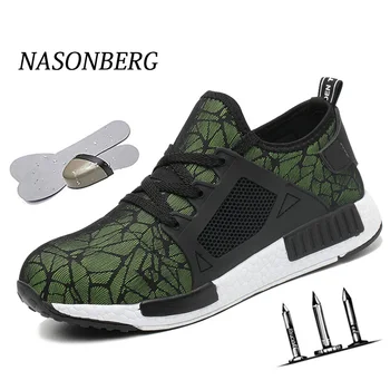 

NASONBERG Men's Steel Toe Work Safety Shoes Casual Breathable Outdoor Sneakers Puncture Proof Boots Comfortable Industrial Shoes