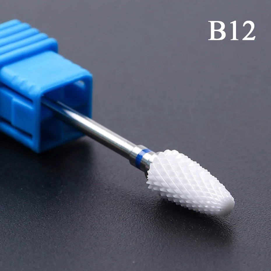 B12 Керамический s сверло для ногтей маникюрный станок вращающийся керамический Фрезерный резак для удаления ногтей шлифовальная Шлифовальная головка инструменты для дизайна ногтей BEB01-23 - Цвет: B12