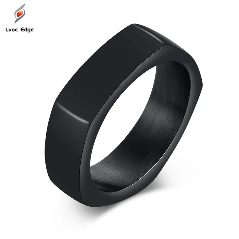 

new European Vintage Square Titanium Steel Ring Man Restore Ancient Ways Tide Personality Single Finger retro style steel ring