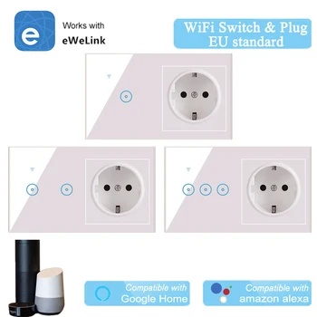 

eWelink WiFi Wall Switch Socket EU Plug Smart Remote APP Control Smart Switch & Socket Google Home Alexa Compatible IFTTT