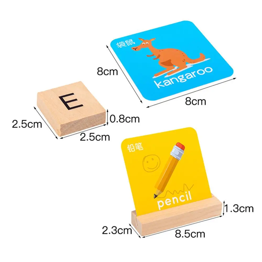 See Spell Learning Toy Wooden Alphabet Words Cards Matching Puzzles Education