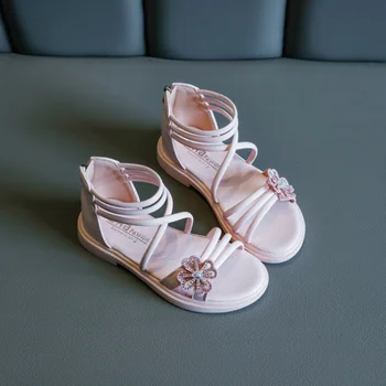 

Summer Fashion Children Sandals Children Pu Leather With Flowers Sweet Shoes 2020 New Kids Soft Bottom Sandal