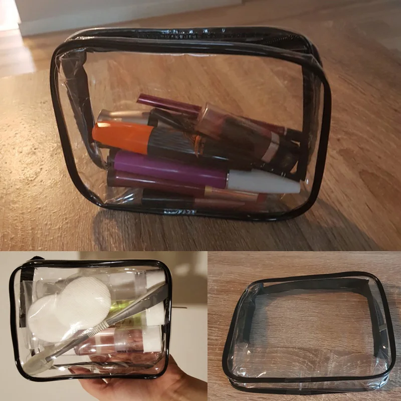 Transparent PVC Bag Travel Organizer Clear Beautician Cosmetic Bag Beauty Case Toiletry Make Up Pouch Wash 2