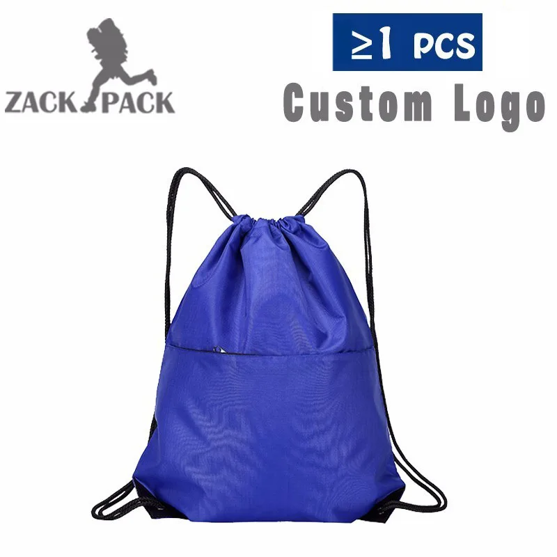 blue without logo Сумка на шнурке с логотипом на заказ, простая хлопковая сумка, тренировочный брезентовый Рюкзак, водонепроницаемая сумка Mochila, ранец, сумка - Цвет: blue without logo