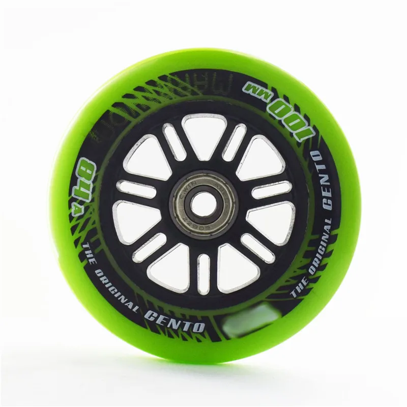 [100 мм] 2 шт. 84A роликовые коньки со ABEC-9 608zz подшипник для катания на коньках прочный PU для внутреннего трека гонки 100 3/4 колеса - Цвет: Green