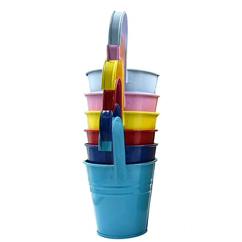 

New Flower Pots Hanging Flower Pots, Garden Pots Balcony Planters Metal Bucket Flower Holders - Detachable Hook (8 Pcs)