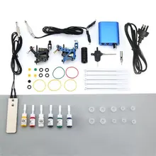 Полный комплект татуировки 2 машинки для начинающих набор татуировки 6 чернил игольчатые ручки для ног лепесток источник питания