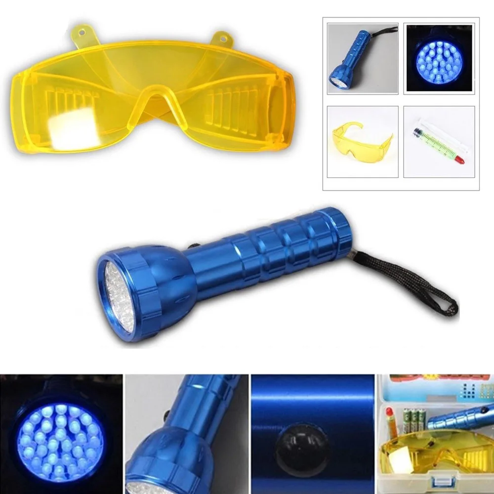 

A/C Leak Detection Kit Automotive Safety With UV Light Set 14 LED Anti-Shock