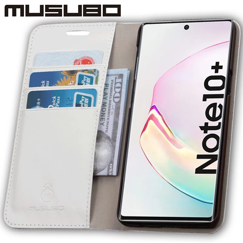 Роскошный Musubo чехол для samsung Galaxy Note 10 натуральная кожа крышка чехол для Note 8 9 чехол-портмоне с откидной крышкой S10e S10+ S9 карты чехол для телефона - Цвет: Белый