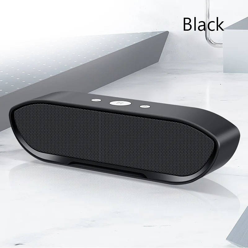 Портативный беспроводной Bluetooth динамик стерео большой мощности MP3 музыкальный микрофон сабвуфер динамик s для iPhone компьютер бас динамик Altavoz - Цвет: Черный
