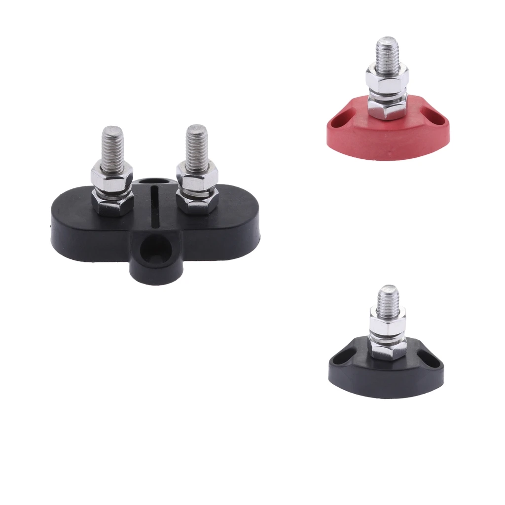 3Pieces Red & Black Junction Block Power Post Insulated Terminal Stud 6mm 3Pieces Red & Black Junction Block Power Post Insulated Terminal Stud 6mm