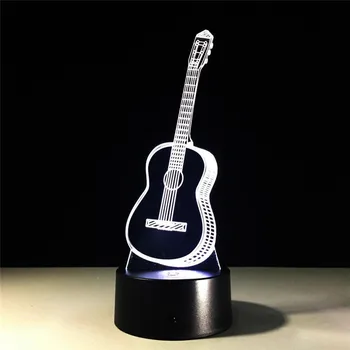 

USB LED Ukulele Guitar Night Light 3D ABS 7 Color Lamp Touch Switch Table Desk Lamp Xmas Gift luminaria 30AUG07