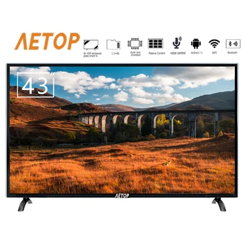 

free shipping-Hot sale 43 inch Tempered glass television flat screen android smart tv 4k hd television led with bluetooth