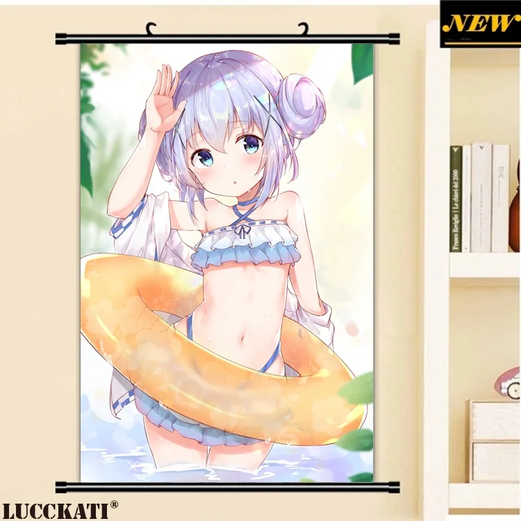 40X60 см, Gochiusa Gochuumon wa Usagi Desu ka Rabbit, сексуальная лоли, мультфильм, аниме картинка, настенная прокрутка, холст, живопись, плакат - Цвет: L