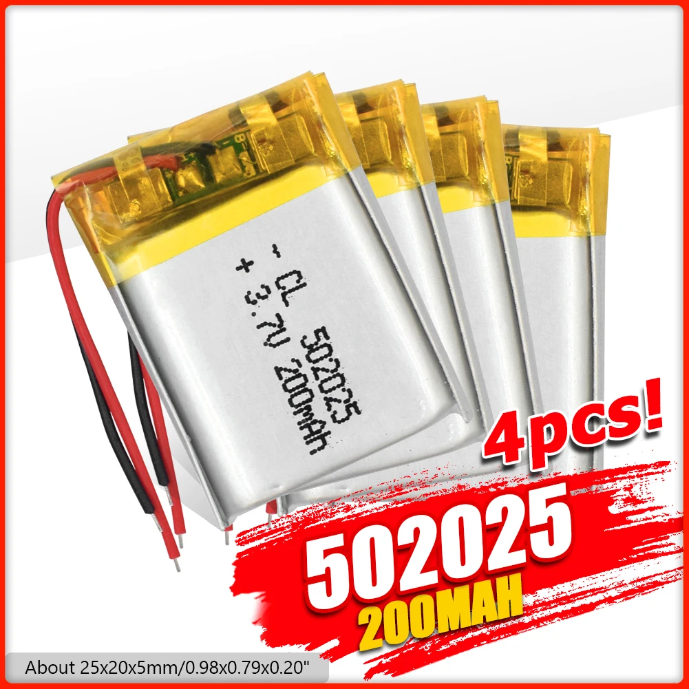 Перезаряжаемый литий-полимерный аккумулятор 2/4 в 3 7 мА · ч 200 для PSP 502025 ламп