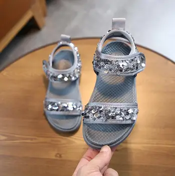 

Girls Sandals Kids Shoes New Summer Children's Fashion Sequins Sandals Pupils Non-slip Beach Shoes Girls Slippers Outdoor
