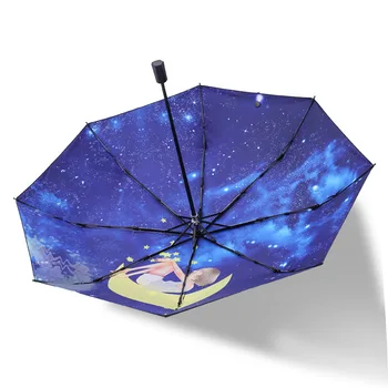 

Rain Umbrella Female Folding Rain Or Shine Dual Purpose Umbrella Students Vinyl Parasol