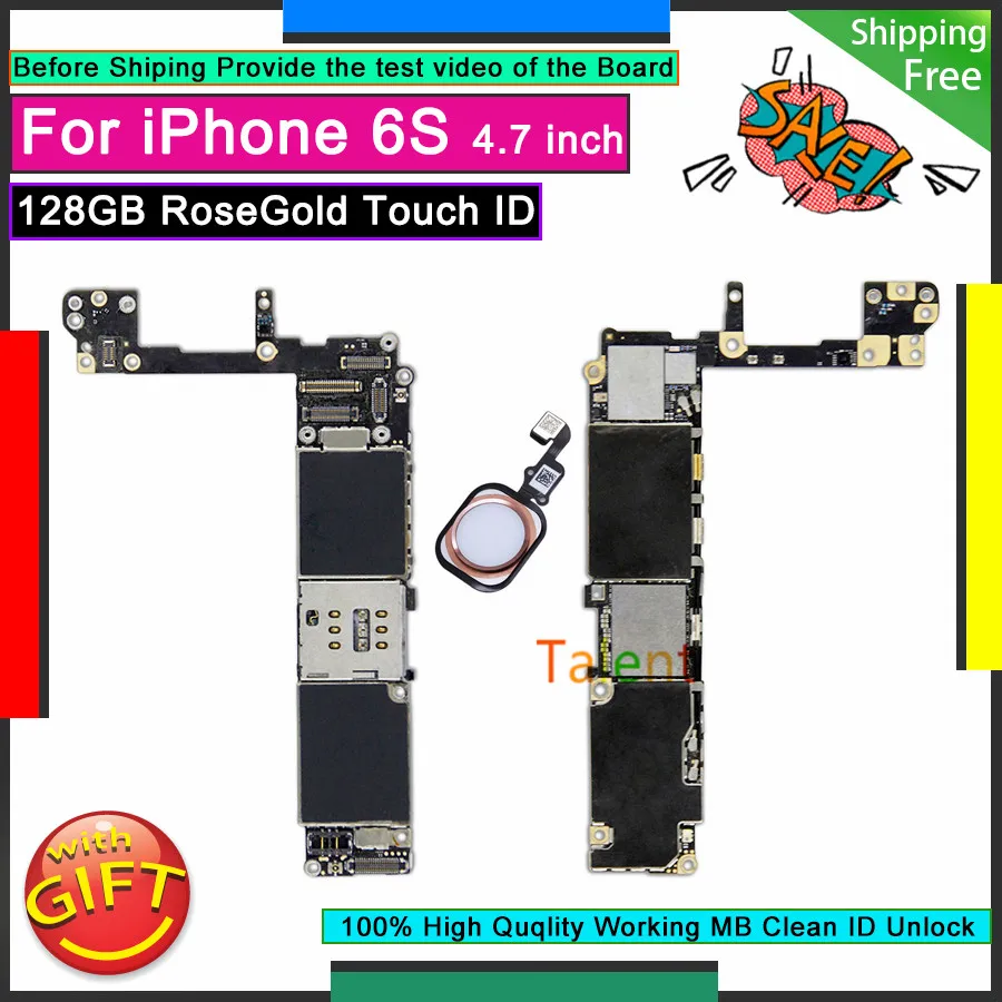 Материнская плата для IPhone 6S 128 ГБ RoseGold Touch ID Главная Кнопка разблокированная