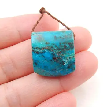 

New Arrival Natural Chrysocolla Drilled Pendant Bead, 19x17x10mm, 5.3g B2385
