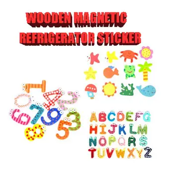 

Wooden Refrigerator Magnetic Paste Animal Cartoon Alphanumeric Stickers Toys Early Childhood Education Refrigerator Stickers