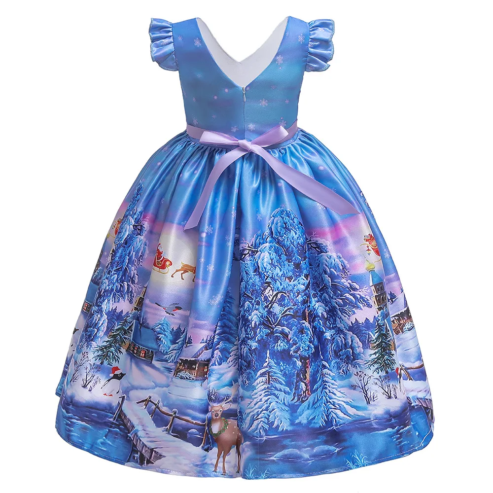 Teens Girls Party Dresses For Girls Kids Santa Claus Print Ball Gown Girls Clothes Children Clothing Carnival Christmas Dress (22)