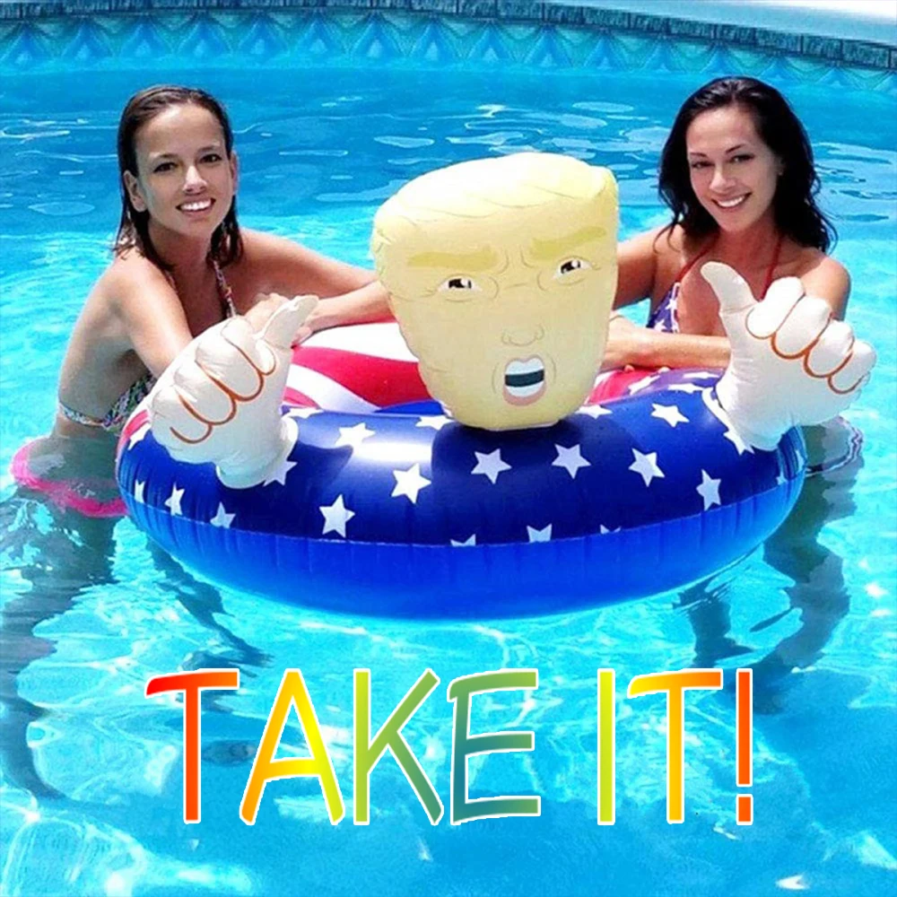 

Swimming Pool Floats Donald Trump Circle Water Bed Inflatable Swimming Ring For Adult Funny Swimming Pool Party Toys Women kids