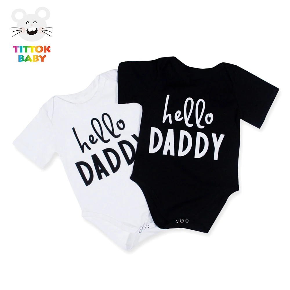 Боди для малышей с забавными рисунками Hello Daddy Tiny Cottos короткими рукавами черного и