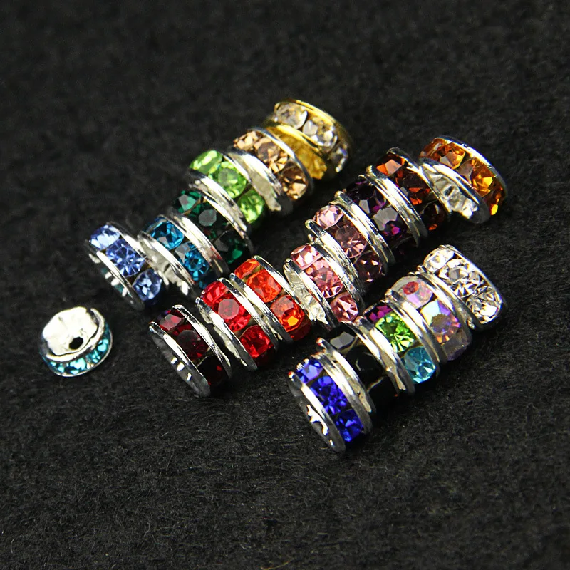 50 шт многоцветные Технические характеристики инкрустированные Стразы медные прокладки медное серебряное кольцо с бриллиантом аксессуары для diy