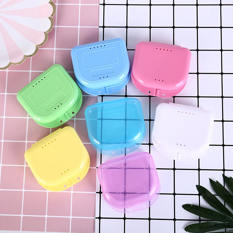 

dental orthodontic retainer denture storage case box mouthguard container