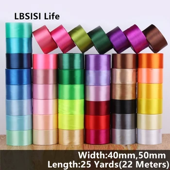 

LBSISI Life 25Yards 4cm 5cm Colorful Satin Ribbon for DIY Bow Craft Wedding Party Decoration Gift Wrapping Scrapbooking Supplies