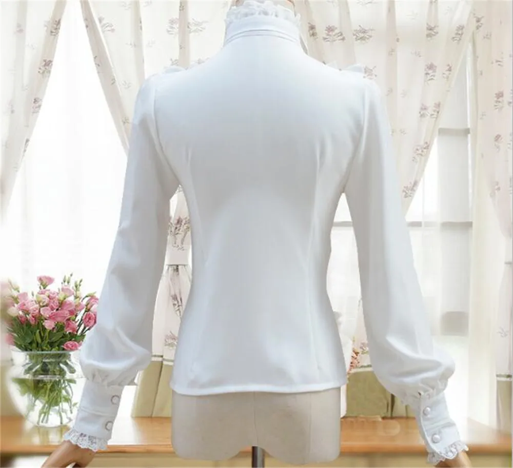 Vintage Women's Lolita Shirt Gothic Chiffon Ruffle Blouse Long Sleeve Blouse B298