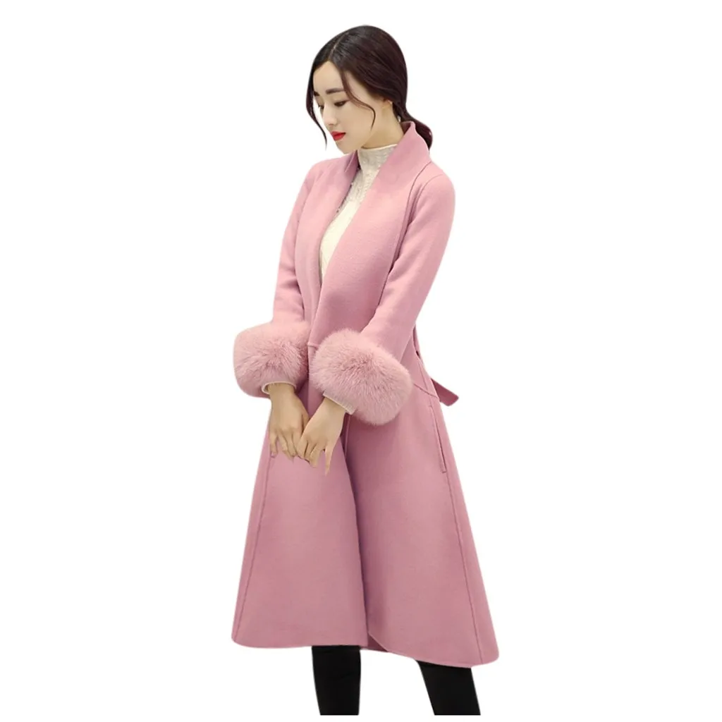 Новое длинное осенне-зимнее пальто женское Шерстяное Пальто Женская куртка зимнее женское пальто теплая ветровка для девочек корейское пальто 925